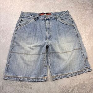 Vintage Y2K Vibes Jeans Baggy Denim Jorts 38 Light Wash Wide Leg Skater Shorts
